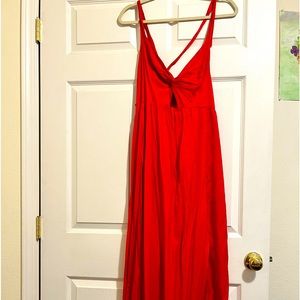 Red straps dress with adjustable ties